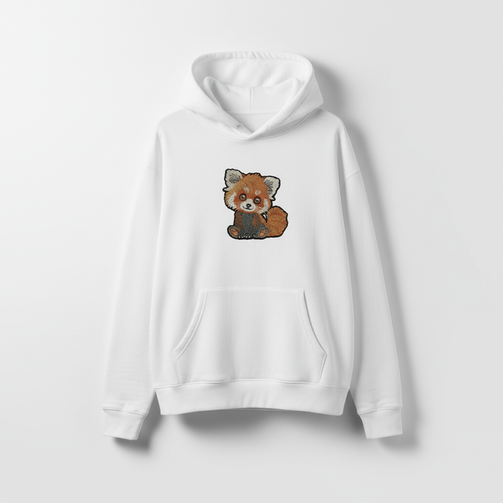 Kawaii Red Panda Machine Embroidered Hoodie – Hand Finished in Dubai | EmbroMania