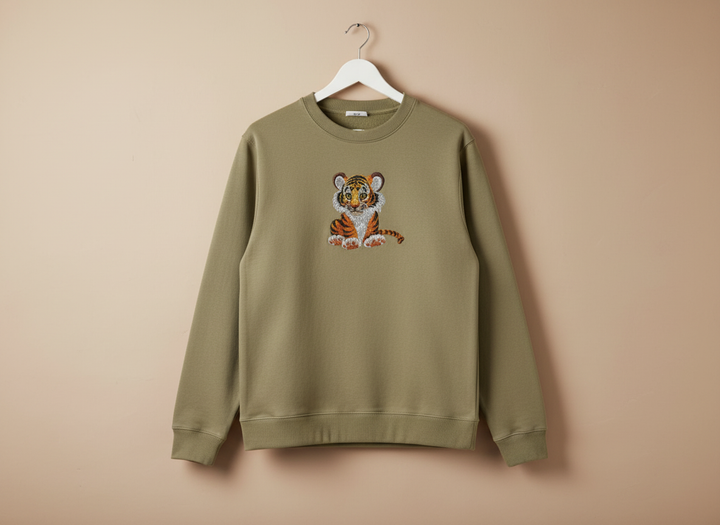 Baby Tiger Machine Embroidered Sweatshirt – Hand Finished in Dubai | EmbroMania