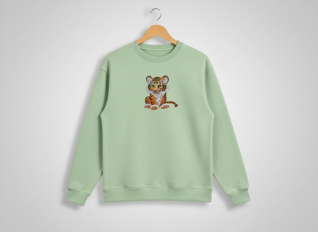 Baby Tiger Machine Embroidered Sweatshirt – Hand Finished in Dubai | EmbroMania