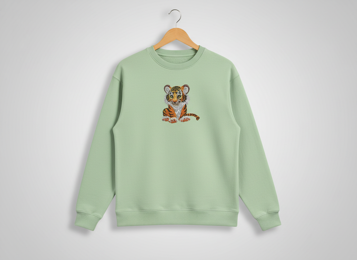 Baby Tiger Machine Embroidered Sweatshirt – Hand Finished in Dubai | EmbroMania