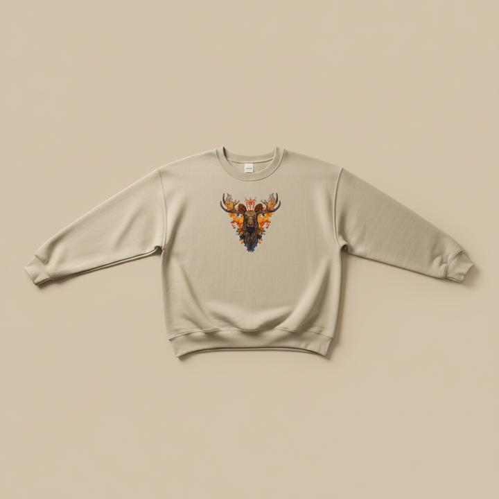 Tribal Fire Moose Machine Embroidered Sweatshirt – Hand Finished in Dubai | EmbroMania