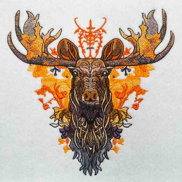 Tribal Fire Moose Machine Embroidered Sweatshirt – Hand Finished in Dubai | EmbroMania