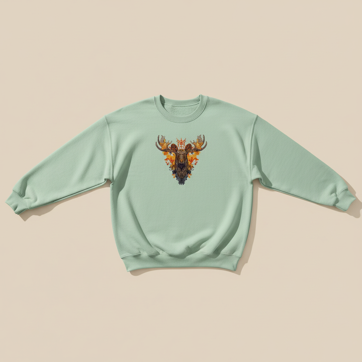 Tribal Fire Moose Machine Embroidered Sweatshirt – Hand Finished in Dubai | EmbroMania