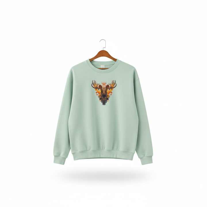 Tribal Fire Moose Machine Embroidered Sweatshirt – Hand Finished in Dubai | EmbroMania