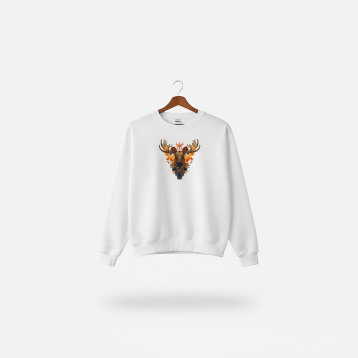 Tribal Fire Moose Machine Embroidered Sweatshirt – Hand Finished in Dubai | EmbroMania