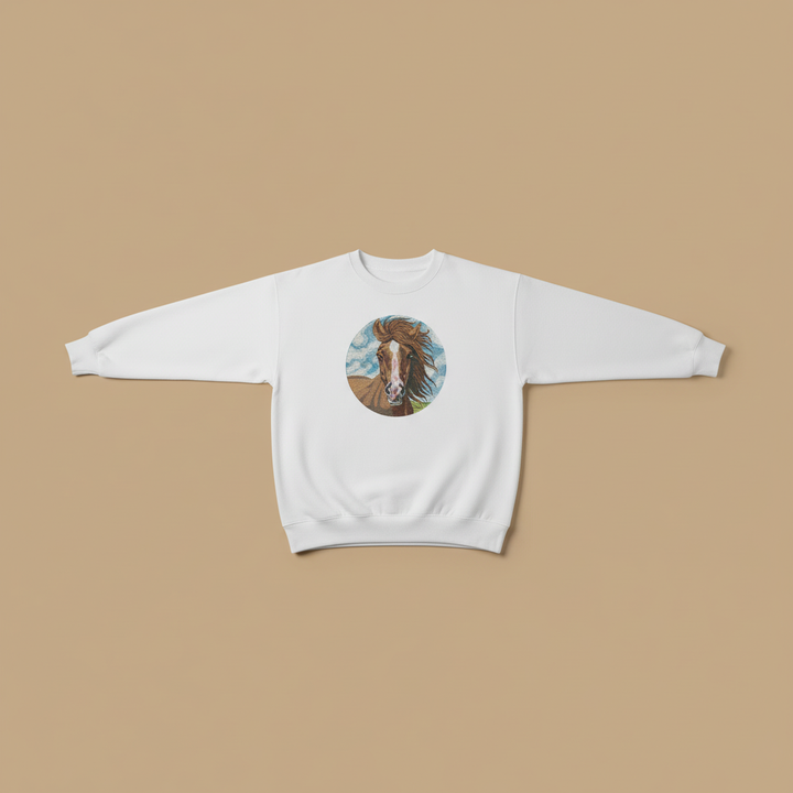 Wild Horse Portrait Machine Embroidered Sweatshirt – Hand Finished in Dubai | EmbroMania