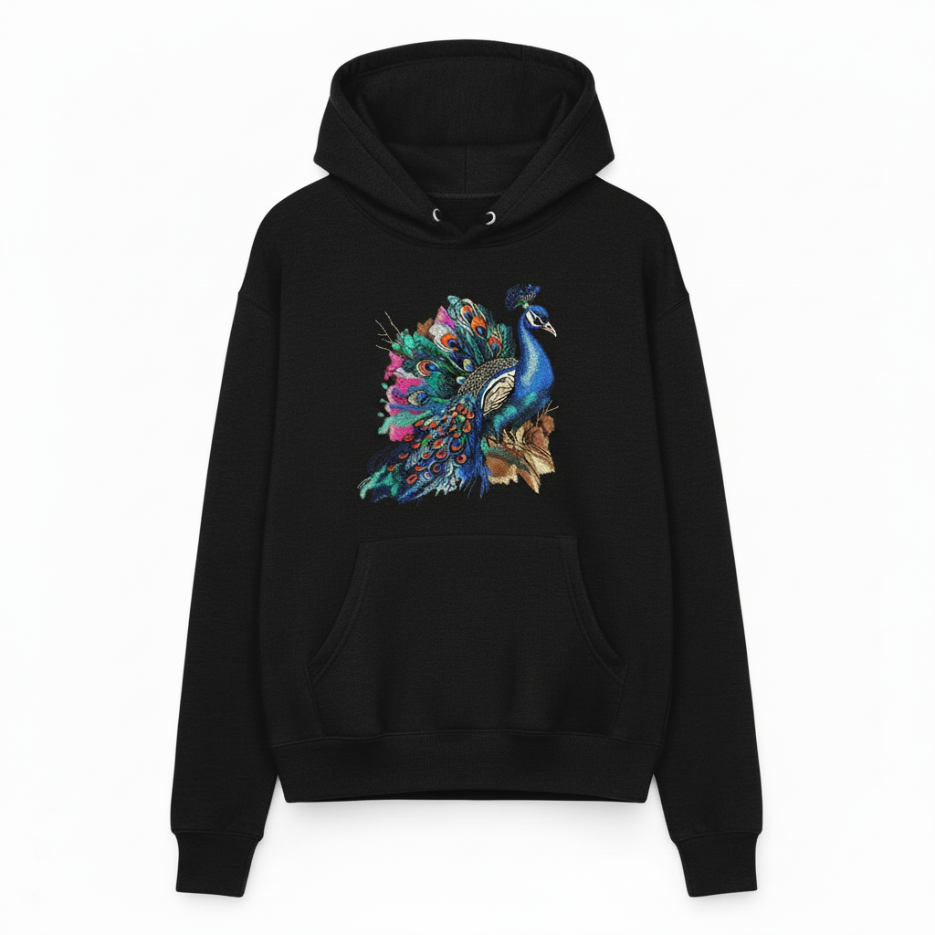 Majestic Peacock — Embroidered Hoodie