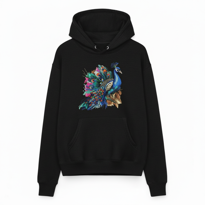 Majestic Peacock — Embroidered Hoodie