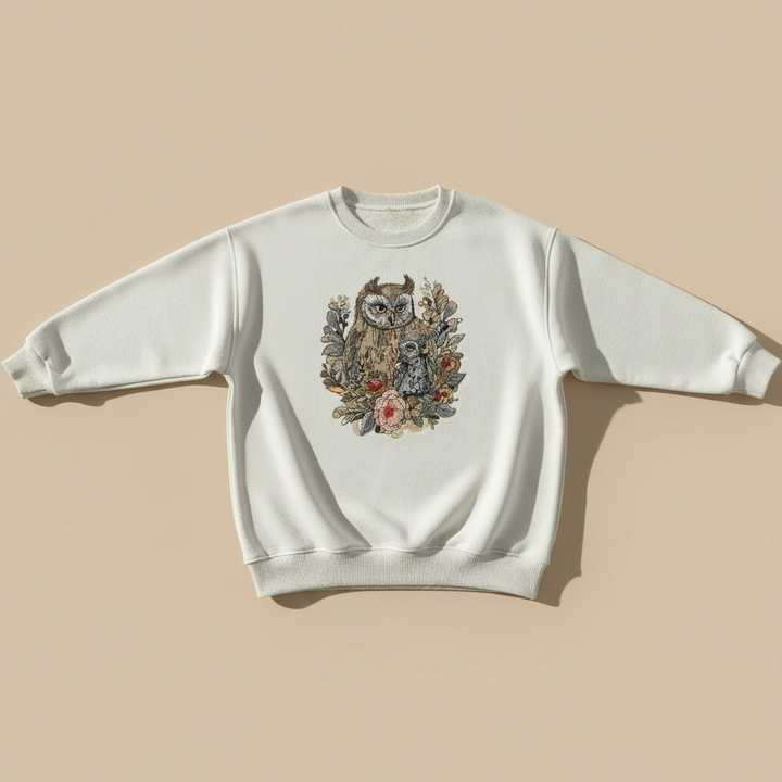 Mama &amp; Baby Owl Machine Embroidered Sweatshirt – Hand Finished in Dubai | EmbroMania