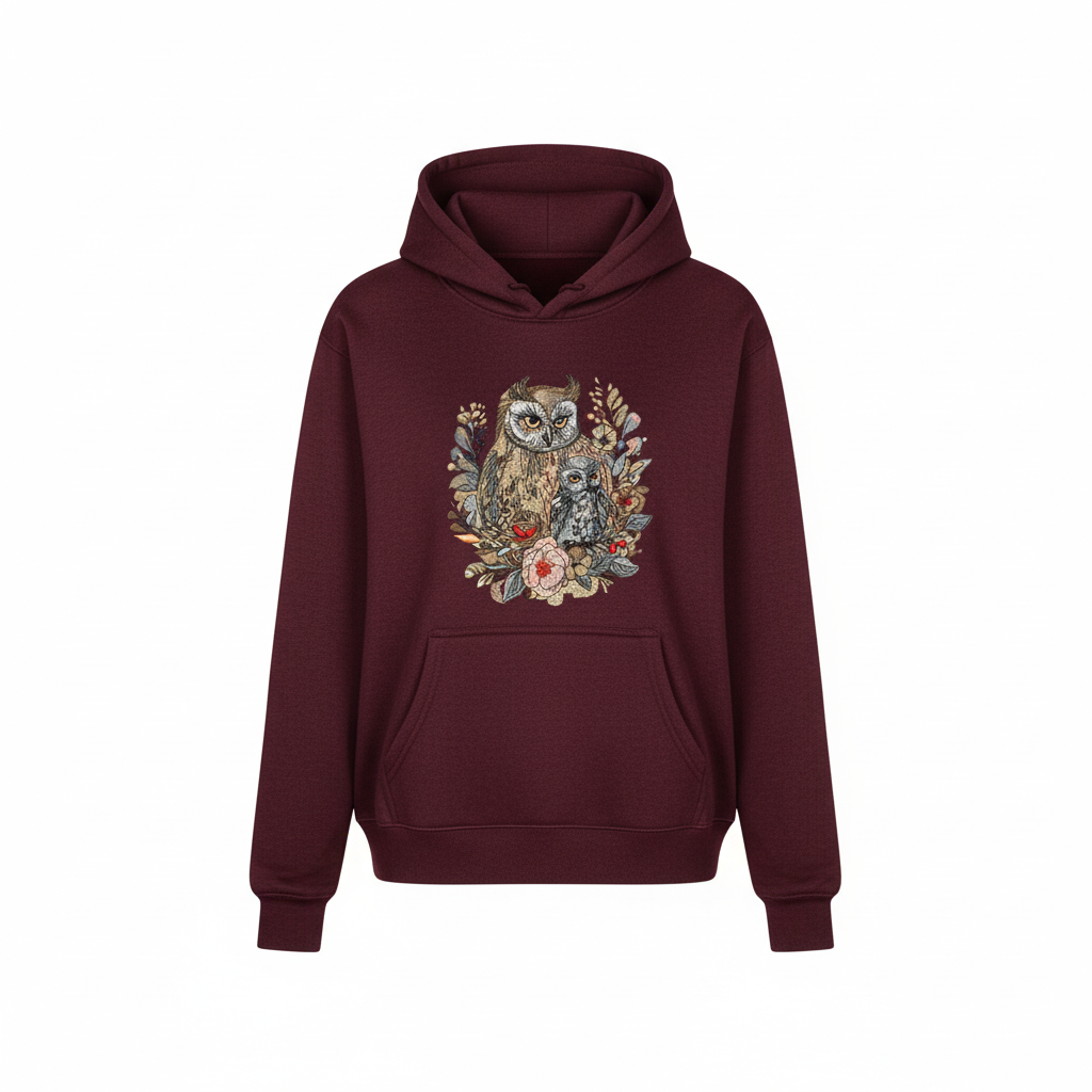 Mama &amp; Baby Owl — Embroidered Hoodie