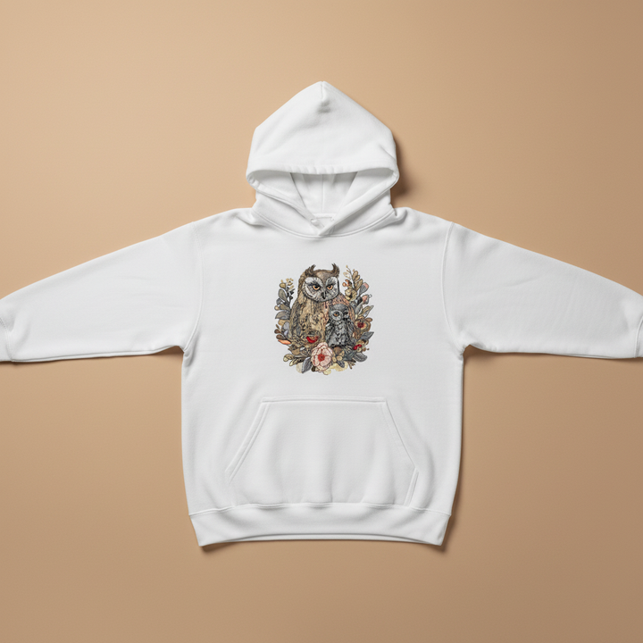 Mama &amp; Baby Owl Machine Embroidered Hoodie – Hand Finished in Dubai | EmbroMania