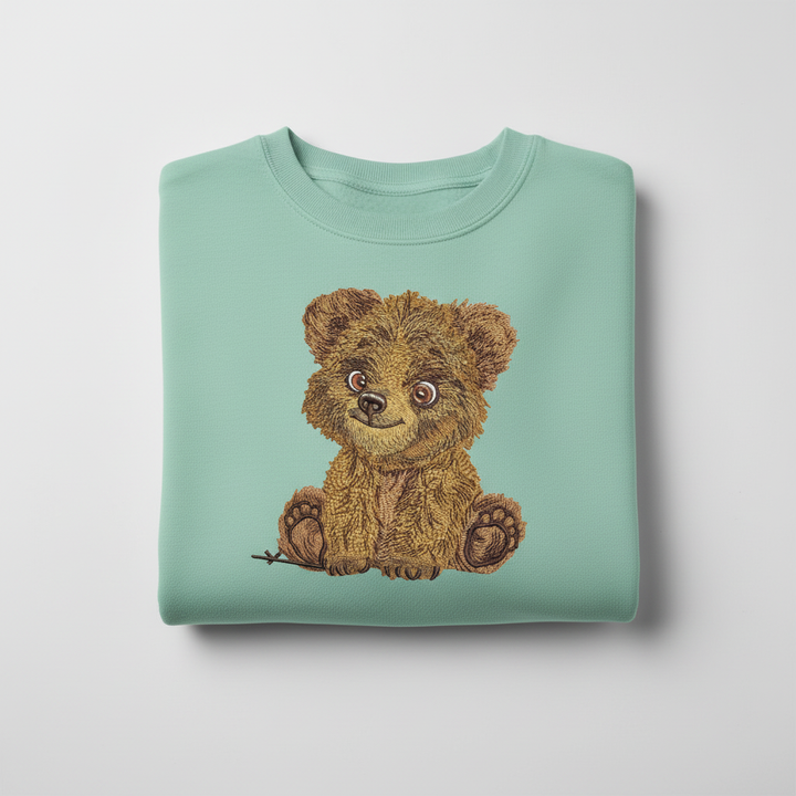 Baby Brown Bear Machine Embroidered Sweatshirt – Hand Finished in Dubai | EmbroMania