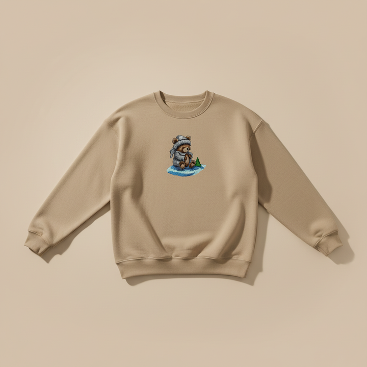Moonlit Bear Machine Embroidered Sweatshirt – Hand Finished in Dubai | EmbroMania