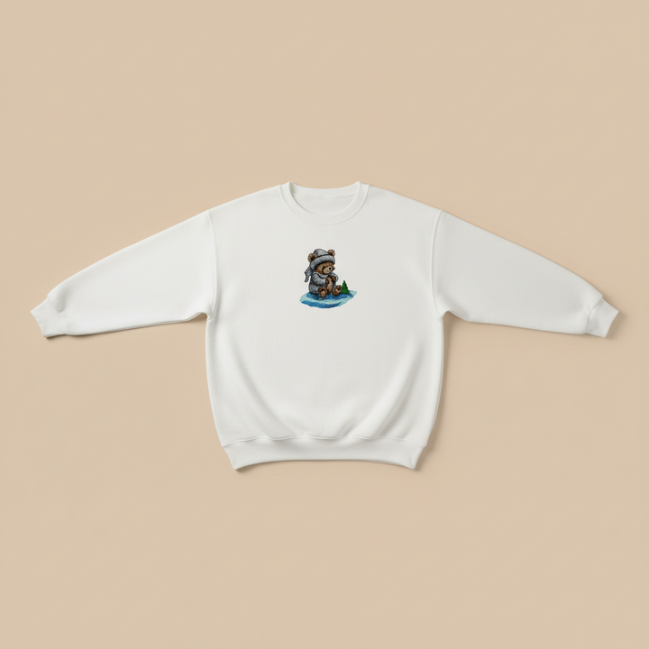 Moonlit Bear Machine Embroidered Sweatshirt – Hand Finished in Dubai | EmbroMania