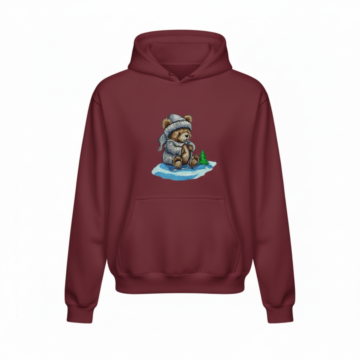 Moonlit Bear Machine Embroidered Hoodie – Hand Finished in Dubai | EmbroMania