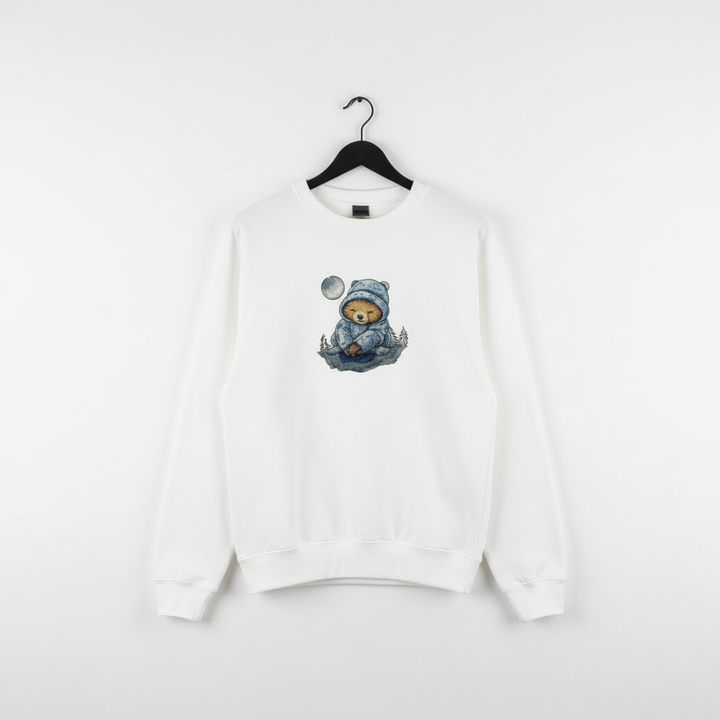 Moonlit Sloth Machine Embroidered Sweatshirt – Hand Finished in Dubai | EmbroMania