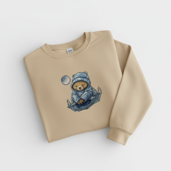 Moonlit Sloth Machine Embroidered Sweatshirt – Hand Finished in Dubai | EmbroMania