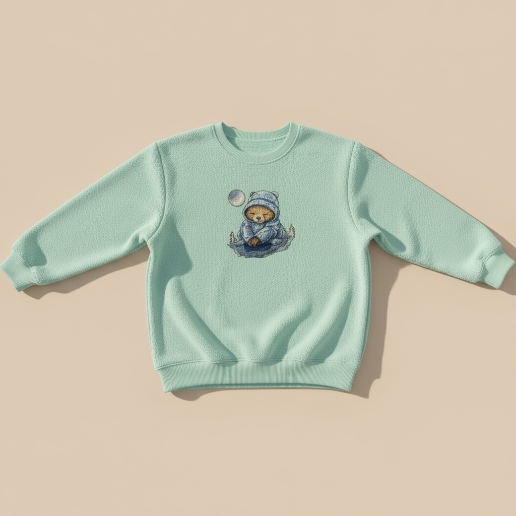 Moonlit Sloth Machine Embroidered Sweatshirt – Hand Finished in Dubai | EmbroMania