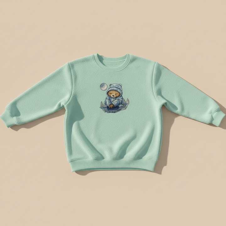 Moonlit Sloth Machine Embroidered Sweatshirt – Hand Finished in Dubai | EmbroMania