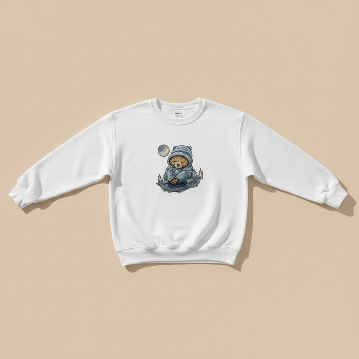 Moonlit Sloth Machine Embroidered Sweatshirt – Hand Finished in Dubai | EmbroMania