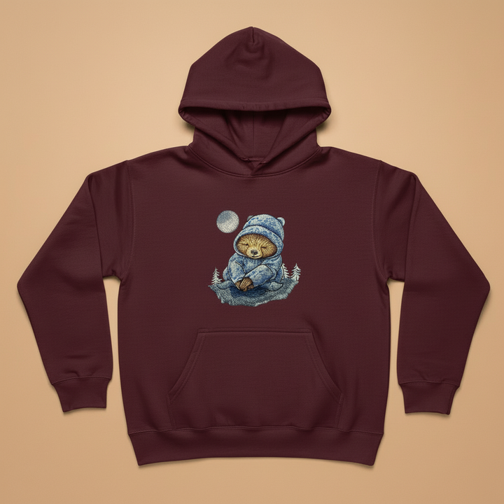 Moonlit Sloth Machine Embroidered Hoodie – Hand Finished in Dubai | EmbroMania