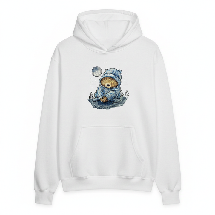 Moonlit Sloth Machine Embroidered Hoodie – Hand Finished in Dubai | EmbroMania