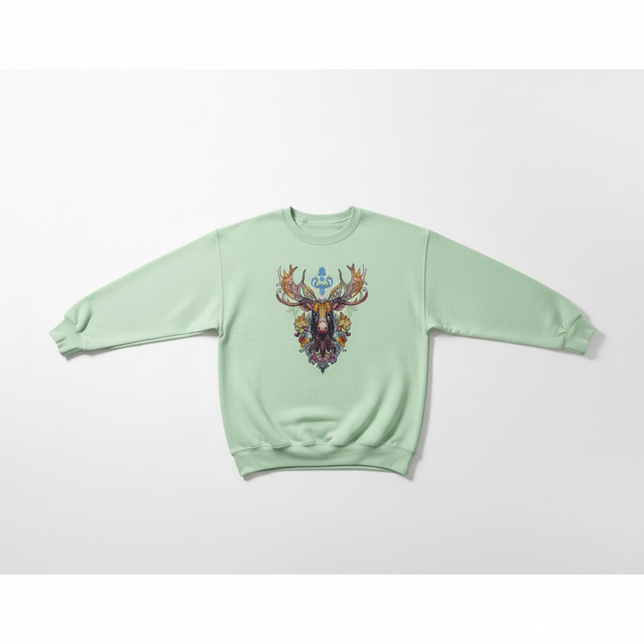 Radiant Tribal Moose Machine Embroidered Sweatshirt – Hand Finished in Dubai | EmbroMania