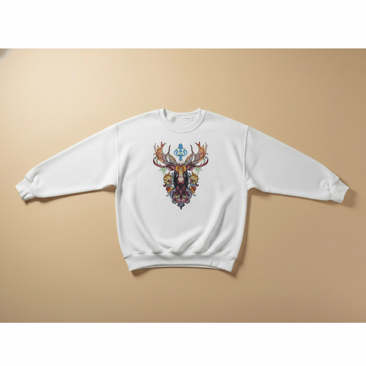 Radiant Tribal Moose Machine Embroidered Sweatshirt – Hand Finished in Dubai | EmbroMania
