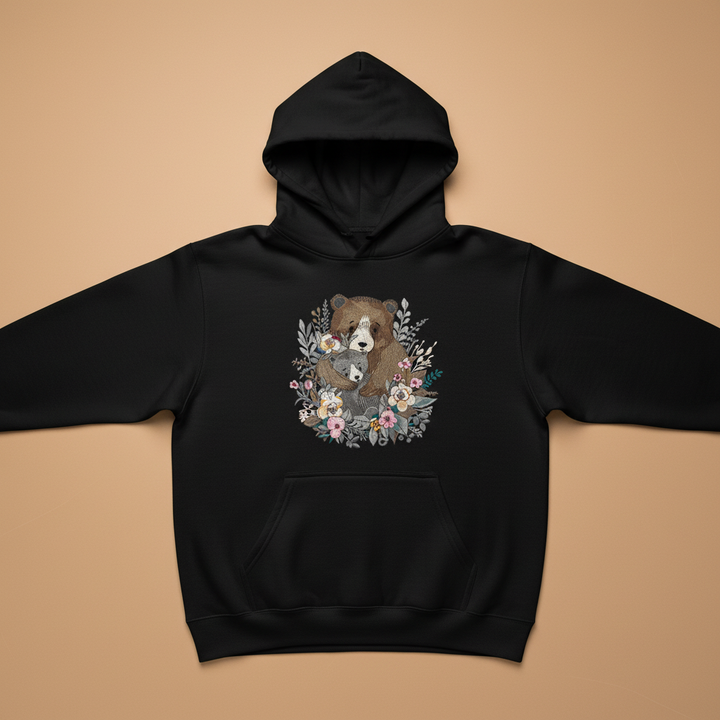 Mother &amp; Cub Machine Embroidered Hoodie – Hand Finished in Dubai | EmbroMania
