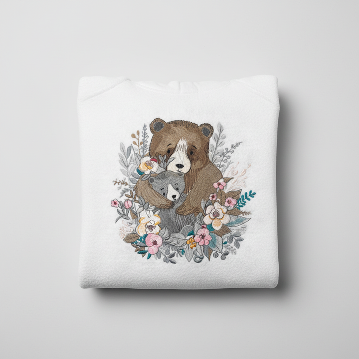 Mother &amp; Cub Machine Embroidered Hoodie – Hand Finished in Dubai | EmbroMania