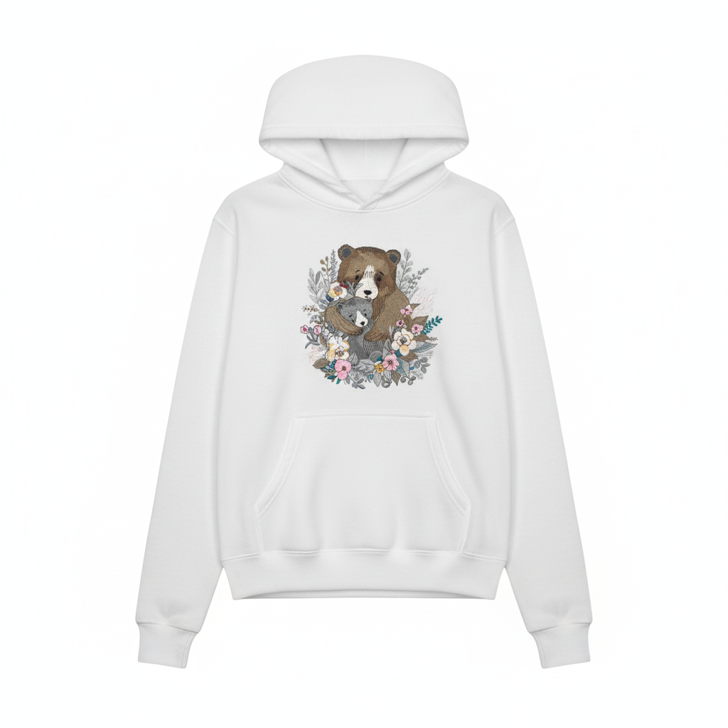 Mother &amp; Cub Machine Embroidered Hoodie – Hand Finished in Dubai | EmbroMania