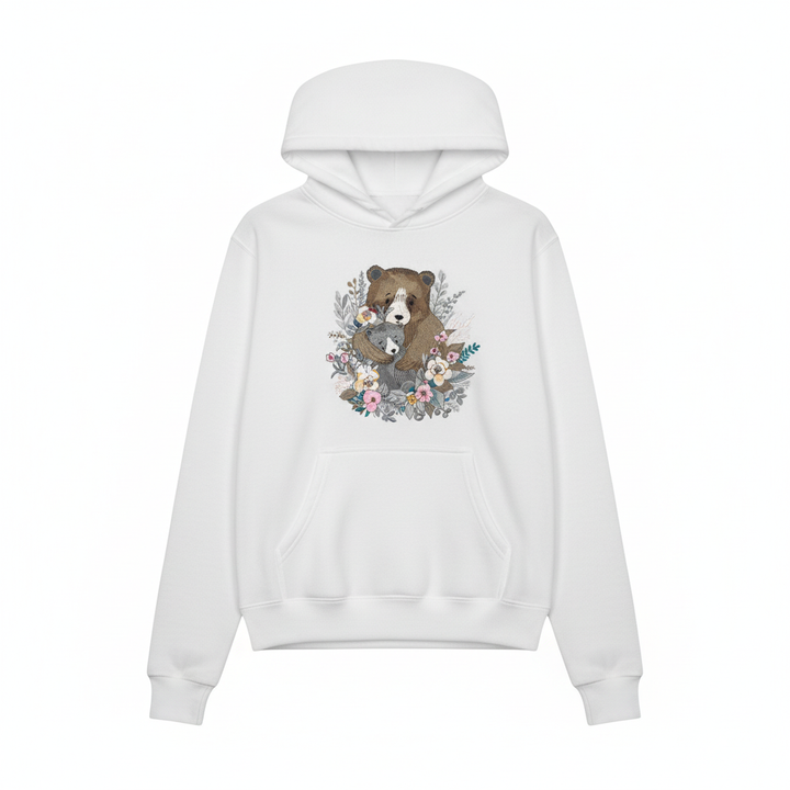 Mother &amp; Cub Machine Embroidered Hoodie – Hand Finished in Dubai | EmbroMania
