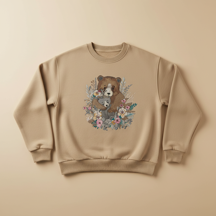 Mother &amp; Cub Machine Embroidered Sweatshirt – Hand Finished in Dubai | EmbroMania