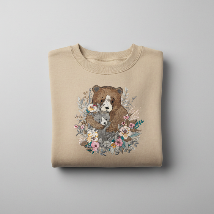 Mother &amp; Cub Machine Embroidered Sweatshirt – Hand Finished in Dubai | EmbroMania