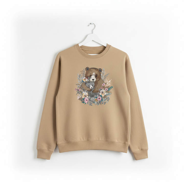 Mother &amp; Cub Machine Embroidered Sweatshirt – Hand Finished in Dubai | EmbroMania