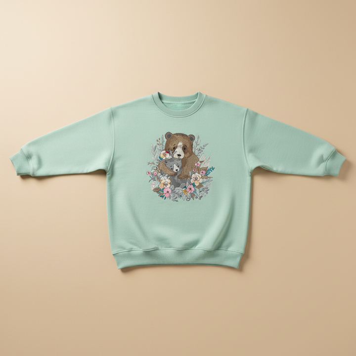 Mother &amp; Cub Machine Embroidered Sweatshirt – Hand Finished in Dubai | EmbroMania