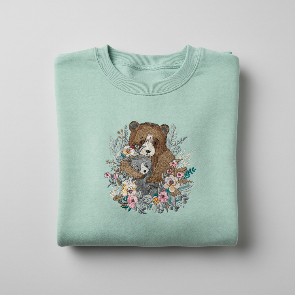 Mother &amp; Cub Machine Embroidered Sweatshirt – Hand Finished in Dubai | EmbroMania