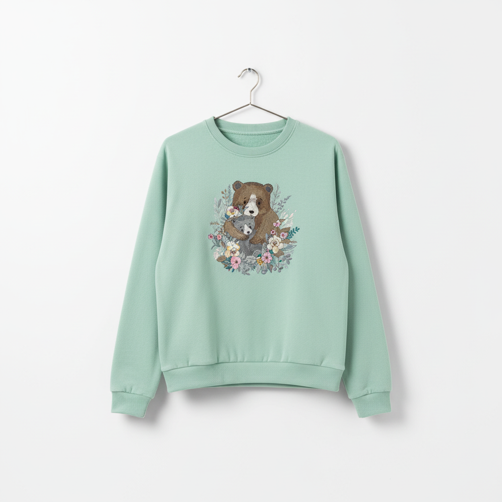 Mother &amp; Cub Machine Embroidered Sweatshirt – Hand Finished in Dubai | EmbroMania