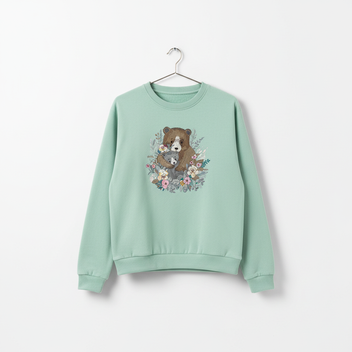 Mother &amp; Cub Machine Embroidered Sweatshirt – Hand Finished in Dubai | EmbroMania