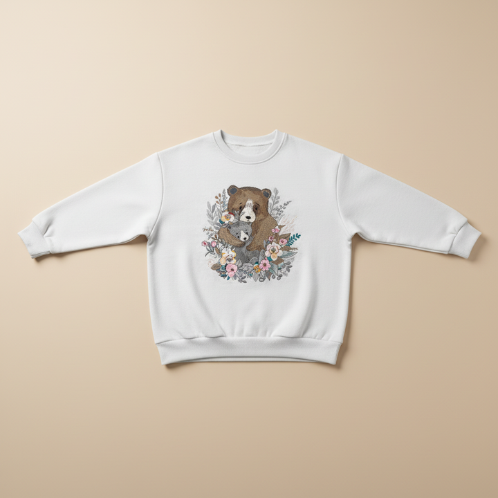 Mother &amp; Cub Machine Embroidered Sweatshirt – Hand Finished in Dubai | EmbroMania