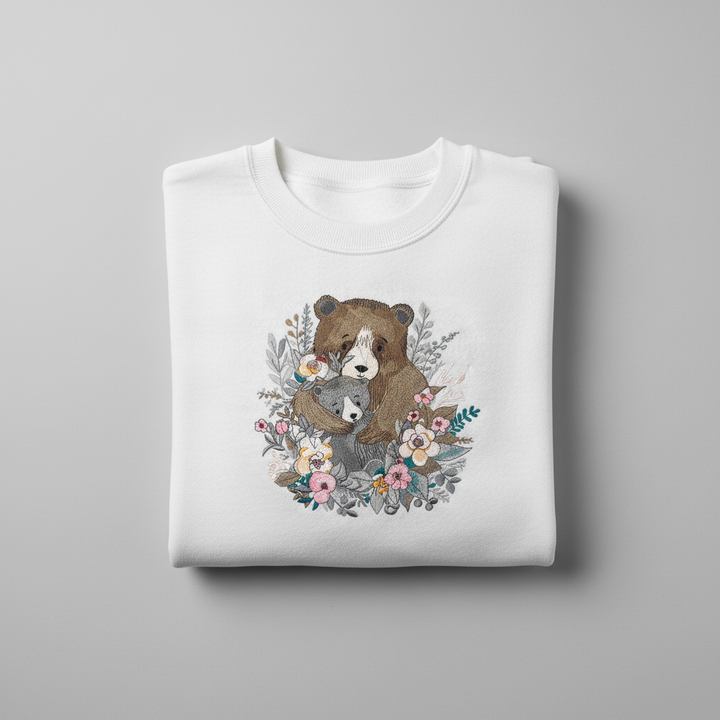 Mother &amp; Cub Machine Embroidered Sweatshirt – Hand Finished in Dubai | EmbroMania