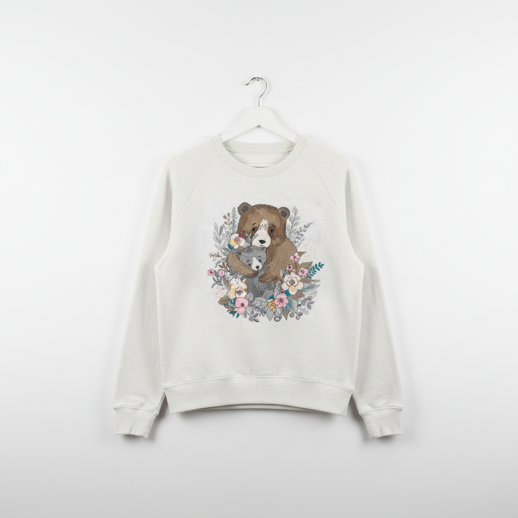 Mother &amp; Cub Machine Embroidered Sweatshirt – Hand Finished in Dubai | EmbroMania