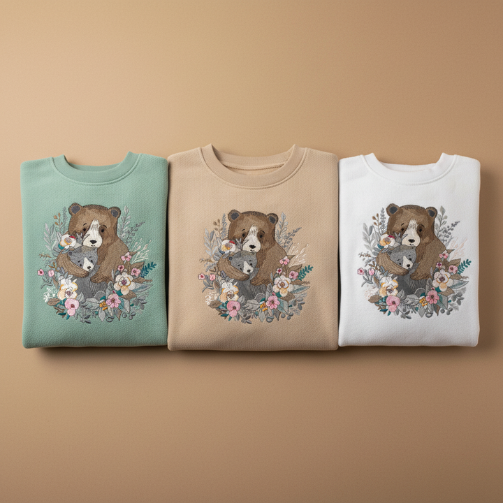 Mother &amp; Cub Machine Embroidered Sweatshirt – Hand Finished in Dubai | EmbroMania