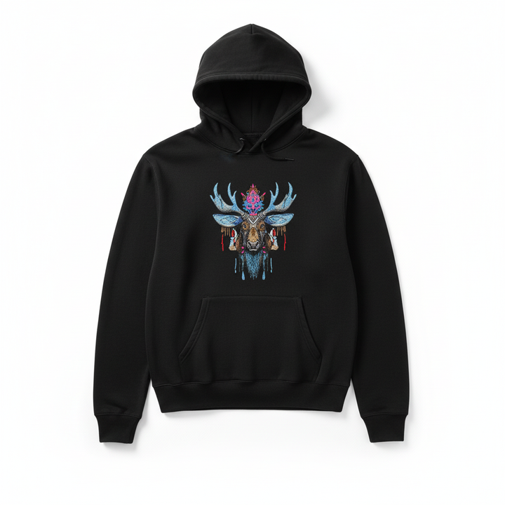 Mystic Moose Machine Embroidered Hoodie – Hand Finished in Dubai | EmbroMania