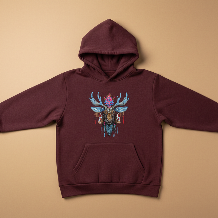 Mystic Moose Machine Embroidered Hoodie – Hand Finished in Dubai | EmbroMania