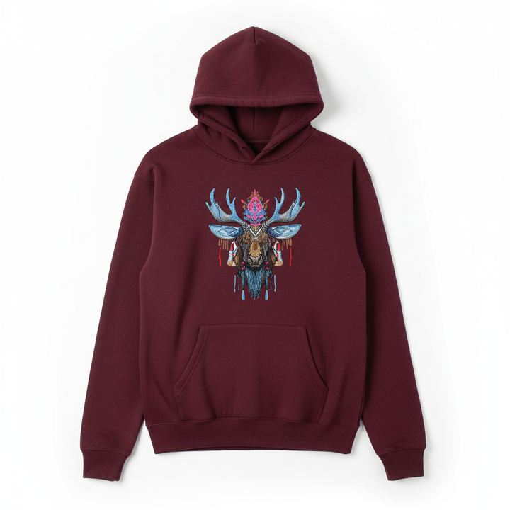 Mystic Moose Machine Embroidered Hoodie – Hand Finished in Dubai | EmbroMania