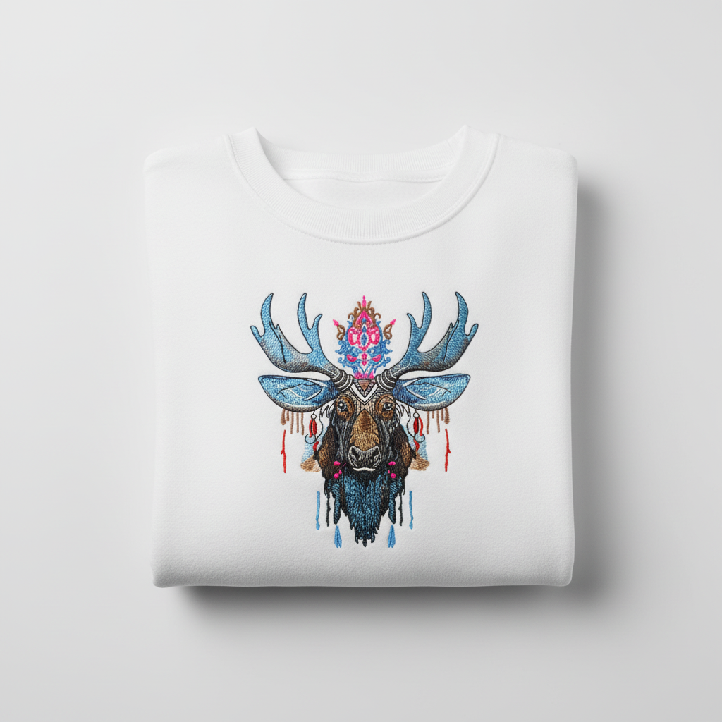 Mystic Moose Machine Embroidered Hoodie – Hand Finished in Dubai | EmbroMania