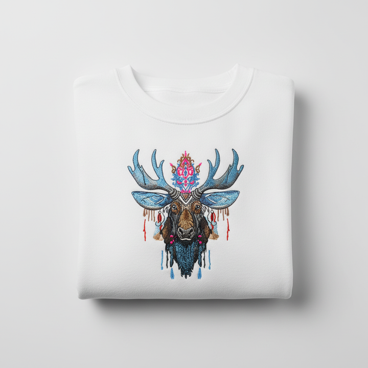 Mystic Moose Machine Embroidered Hoodie – Hand Finished in Dubai | EmbroMania