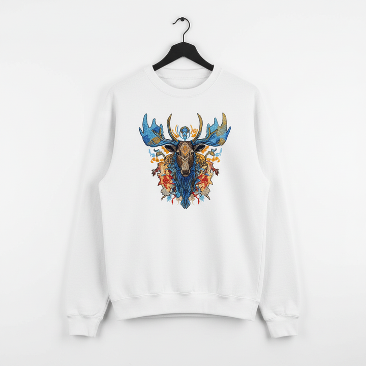Mystic Blue Moose Machine Embroidered Sweatshirt – Hand Finished in Dubai | EmbroMania