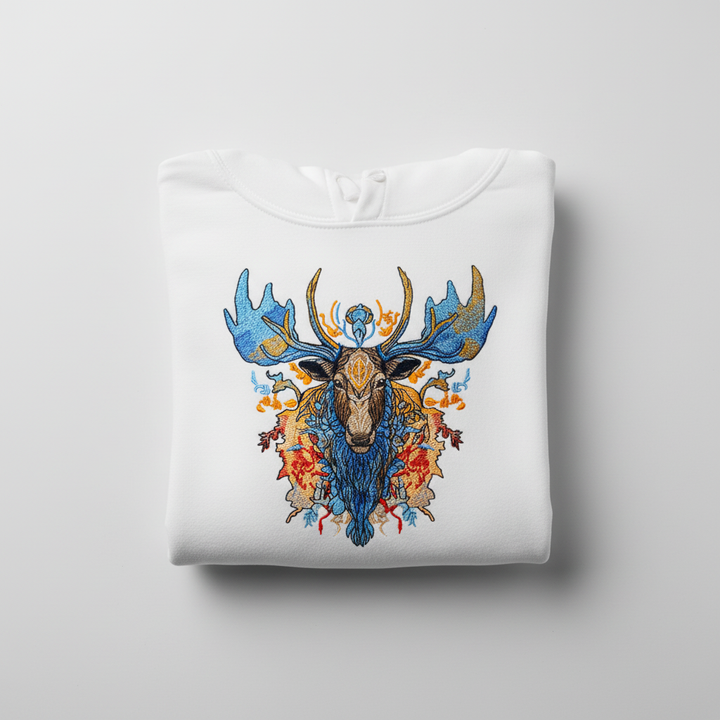 Mystic Moose Machine Embroidered Hoodie – Hand Finished in Dubai | EmbroMania